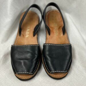 Prada slingback open toe flats, size 40